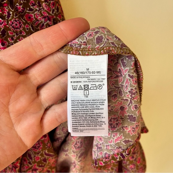 GAP Sleeveless Floral Midi Dress Medium Brown Boho Cottagecore Ruffle Tie Waist - Picture 5 of 15